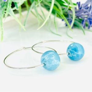 Sterling Silver Larimar Hoop Earrings